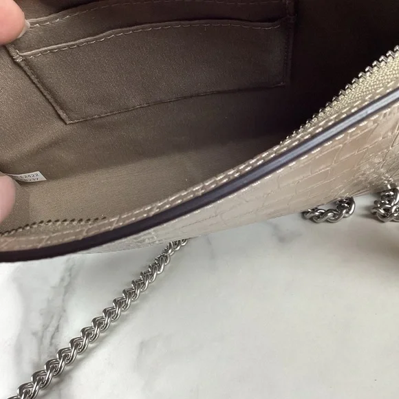 Coach Beige Croc Embossed Crossbody Bag - Picture 9 of 10